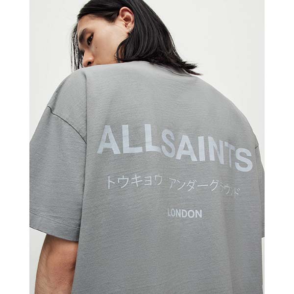Allsaints Australia Mens Underground Oversized Crew T-Shirt Grey AU04-290